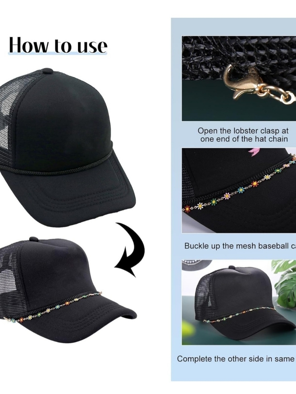 14 Piece Vibrant DIY Trucker Hat & Cap Charm Detachable Chains - Picture 3 of 9